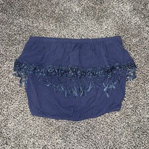 Strapless Crop Top with Ruffle